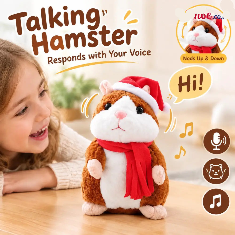 🐹 Last Day Special Price ！✨Talking Hamster Plush – repeats whatever you say auto head-shaking hilarious fun for kids &