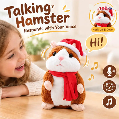 🐹 Last Day Special Price ！✨Talking Hamster Plush – repeats whatever you say auto head-shaking hilarious fun for kids &
