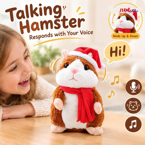 🐹 Last Day Special Price ！✨Talking Hamster Plush – repeats whatever you say auto head-shaking hilarious fun for kids &