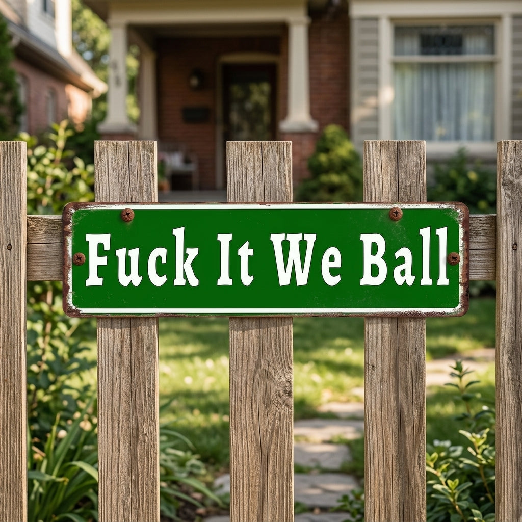 🤣Fuck It We Ball Metal Sign Funny Retro Wall Decor