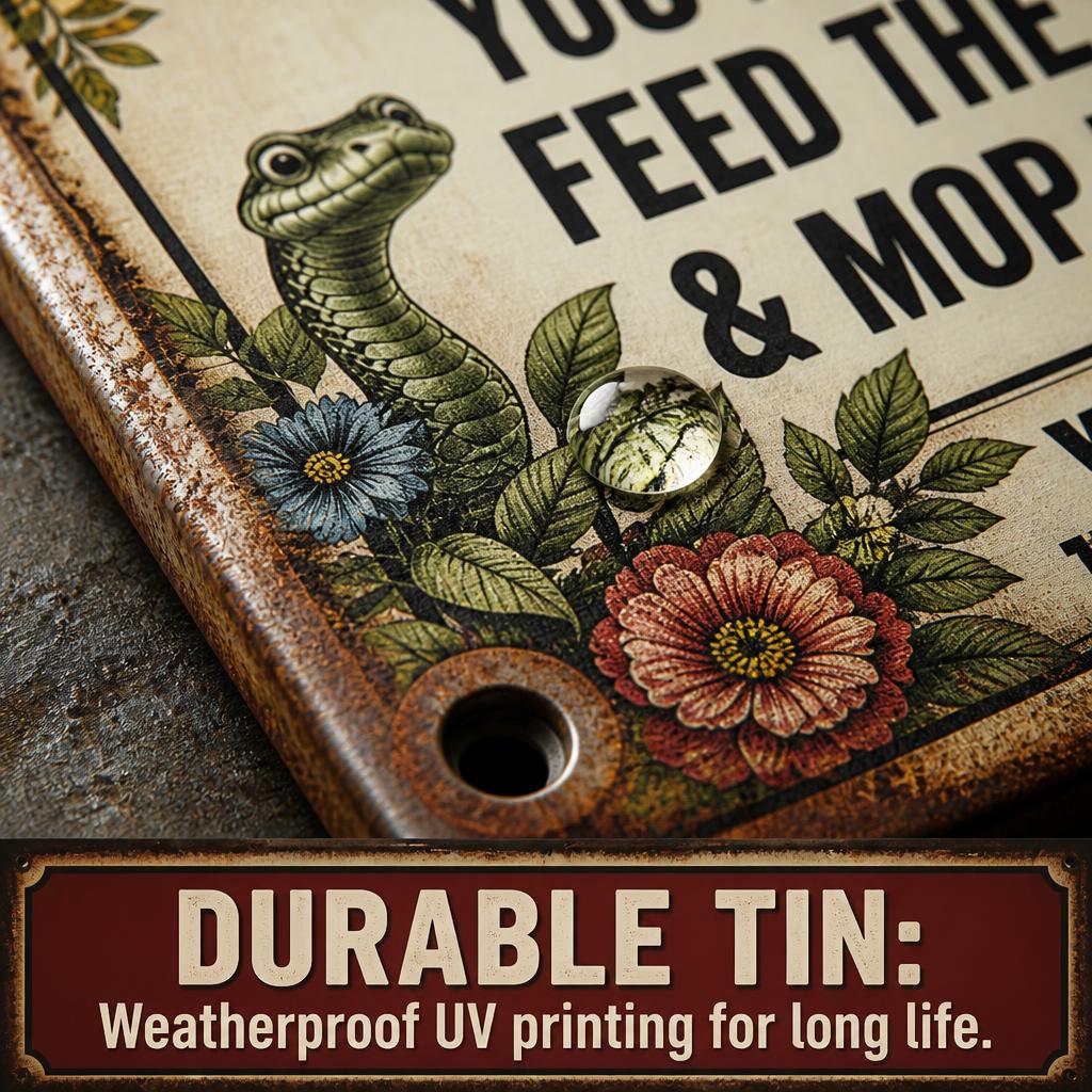 ✈️ Vacation Ready? Funny Snake Metal Sign — Psychological Burglar Deterrent for Porch & Yard 🔒