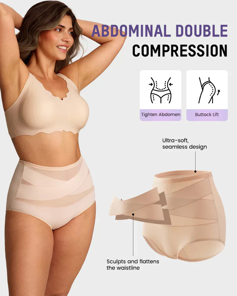 🌸Plus-Size High-Waist Cross Tummy Control Panties✨