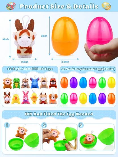 Filled Easter Eggs Mini Stuffed Animal Plush Toys Easter Basket Stuffers