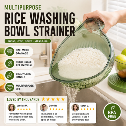 🍚 Wash Rice Without Losing a Grain – Fine Mesh Colander Bowl with Handle. UK Stock