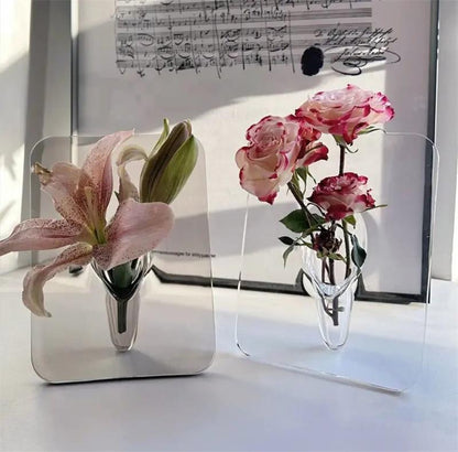 🌹 37% OFF NOW! 🖼️ Photo Frame Shaped Clear Flower Vase – Wall-mountable & space-saving – Unique design, perfect for dried or fresh flowers – elegant home or office decor ✨