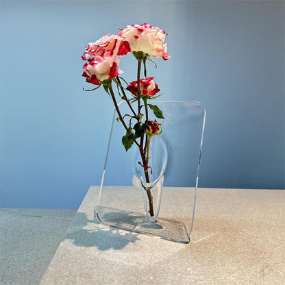 🌹 37% OFF NOW! 🖼️ Photo Frame Shaped Clear Flower Vase – Wall-mountable & space-saving – Unique design, perfect for dried or fresh flowers – elegant home or office decor ✨