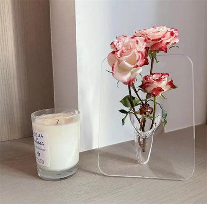 🌹 37% OFF NOW! 🖼️ Photo Frame Shaped Clear Flower Vase – Wall-mountable & space-saving – Unique design, perfect for dried or fresh flowers – elegant home or office decor ✨