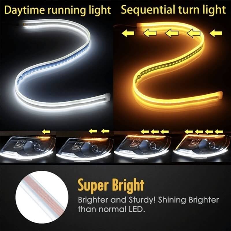 💡 LIMITED‑TIME 48% OFF! ⚡ 2 Pcs Flexible Car LED Flow Signal Light – Waterproof Dual‑Color, Self‑Adhesive 12V Strip ✨