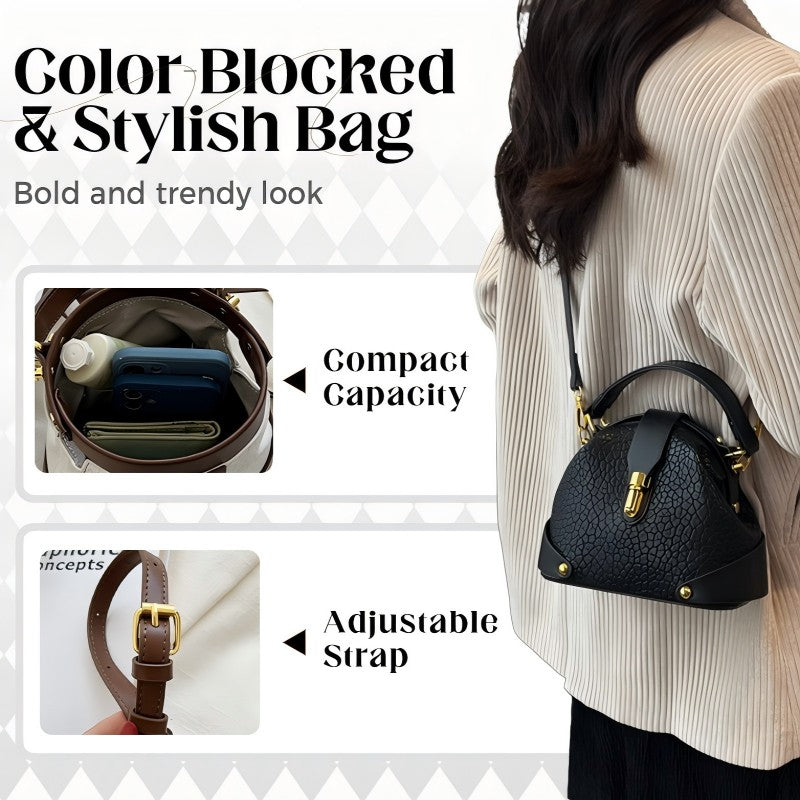 👜 LIMITED-TIME 30% OFF! ✨ Color-Blocked Bag – Stylish, Metal Hardware, Multi-Way 🧳