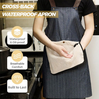📢📢37% OFF !! ⏰Cross-Back Waterproof Apron with Detachable Hand Towel