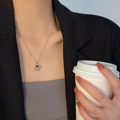 ⏳Limited-time 30% off⏰Colourful Ocean Heart Pendant Titanium Necklace💕📿