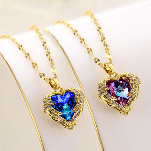 ⏳Limited-time 30% off⏰Colourful Ocean Heart Pendant Titanium Necklace💕📿