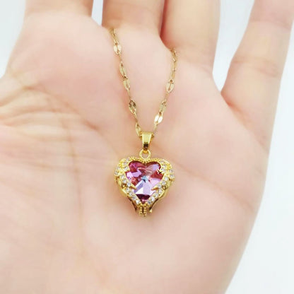 ⏳Limited-time 30% off⏰Colourful Ocean Heart Pendant Titanium Necklace💕📿