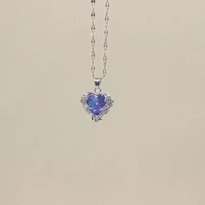 ⏳Limited-time 30% off⏰Colourful Ocean Heart Pendant Titanium Necklace💕📿