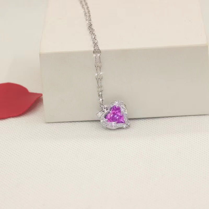 ⏳Limited-time 30% off⏰Colourful Ocean Heart Pendant Titanium Necklace💕📿