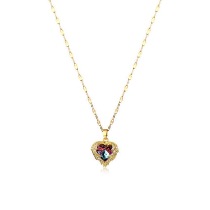 ⏳Limited-time 30% off⏰Colourful Ocean Heart Pendant Titanium Necklace💕📿