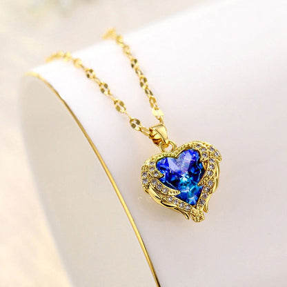 ⏳Limited-time 30% off⏰Colourful Ocean Heart Pendant Titanium Necklace💕📿