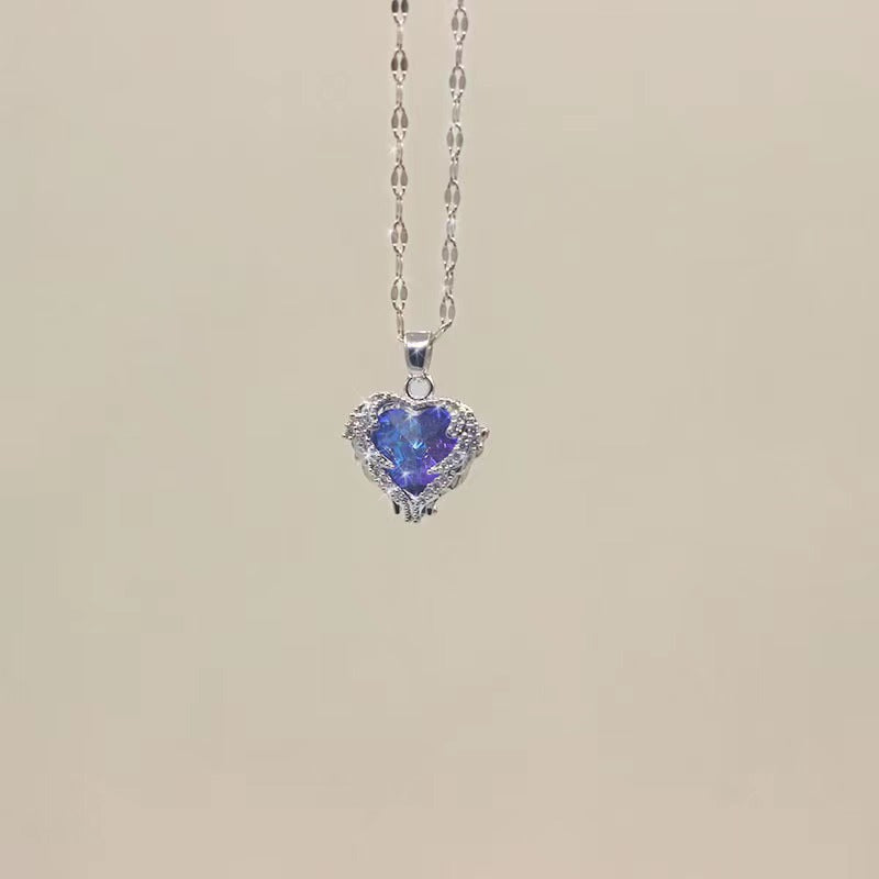 ⏳Limited-time 30% off⏰Colourful Ocean Heart Pendant Titanium Necklace💕📿