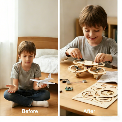 🛩️Kids DIY Wooden Drone Construction Set: Beginner-Friendly & Safe – Build Your Own Drone with STEM Learning!