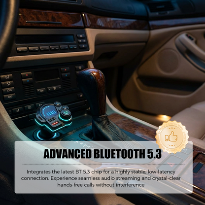 Universal Dual-Port Car FM Bluetooth Transmitter – Wireless Music, Hands-Free Calling & Dual USB Charger