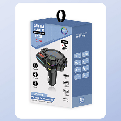 Universal Dual-Port Car FM Bluetooth Transmitter – Wireless Music, Hands-Free Calling & Dual USB Charger