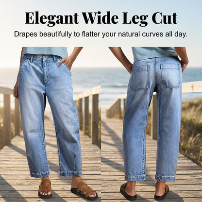 🎁2026 New Arrivals💥Women's High Waisted Cropped Barrel Jeans
