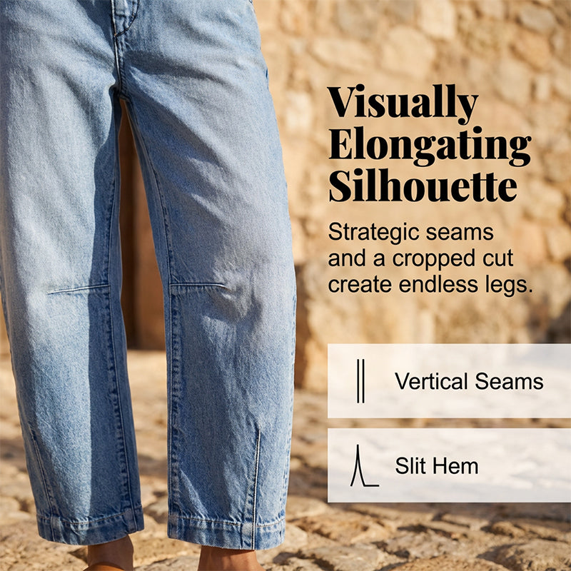 🎁2026 New Arrivals💥Women's High Waisted Cropped Barrel Jeans