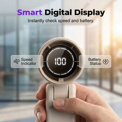 📢📢40% OFF !! ⏰Portable Handheld Fan with LED Digital Display🌬️ Stay cool—Anytime, Anywhere❄️