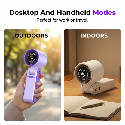📢📢40% OFF !! ⏰Portable Handheld Fan with LED Digital Display🌬️ Stay cool—Anytime, Anywhere❄️