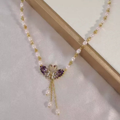 🦢Purple Double Swan Pendant Necklace