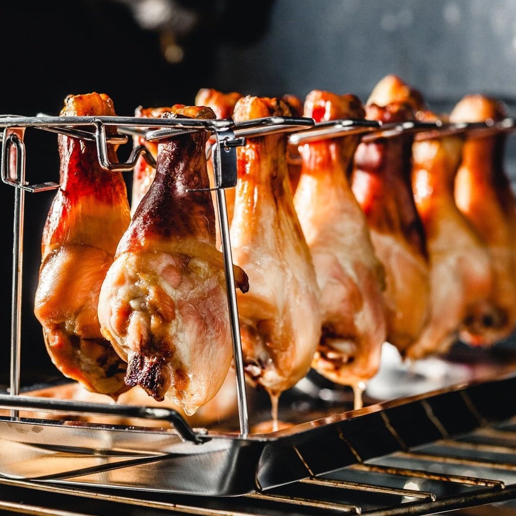 🍗 Roasted Chicken Drumstick Rack – Stainless Steel, Foldable, 14 Slots 🍖