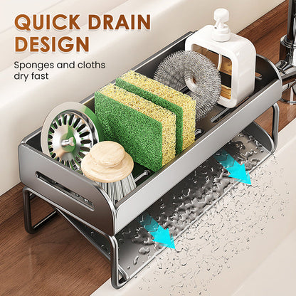 🧽 LIMITED-TIME 30% OFF! ✨ Sink Drain Rack – Organizer, Rust-Proof, Drainage Holes 🍽️