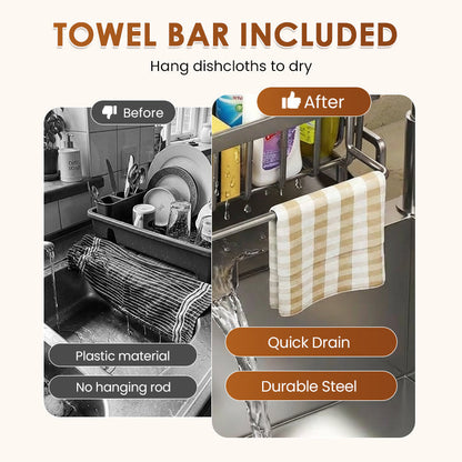 🧽 LIMITED-TIME 30% OFF! ✨ Sink Drain Rack – Organizer, Rust-Proof, Drainage Holes 🍽️