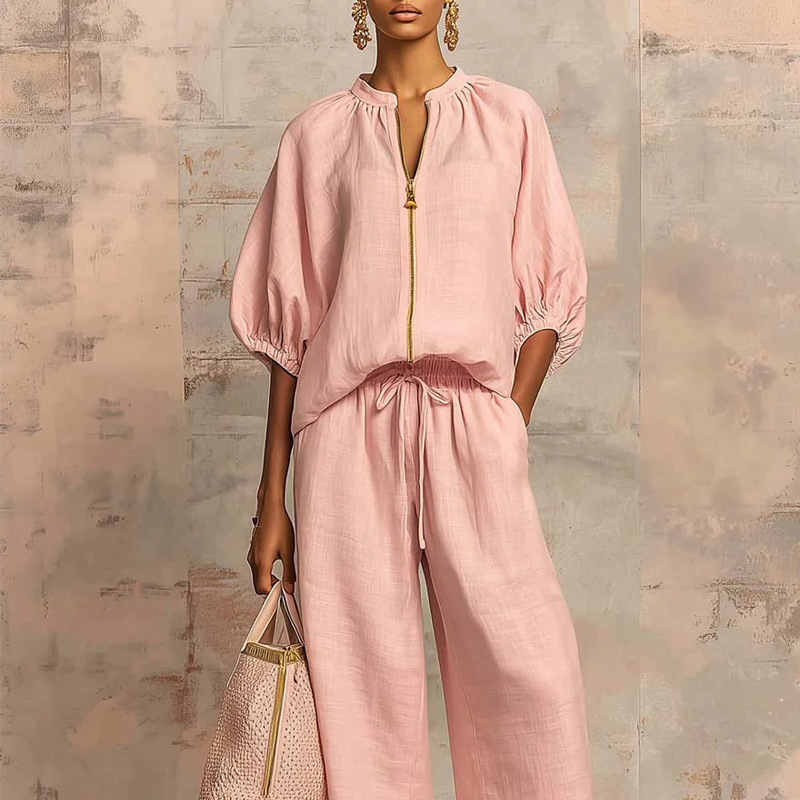 🔥 Hot sale 44% OFF🔥Women's Solid Color 2-Piece Casual Tracksuit Set