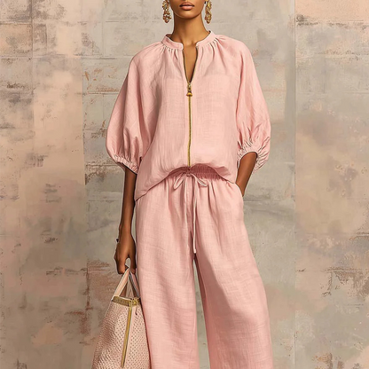 🔥 Hot sale 44% OFF🔥Women's Solid Color 2-Piece Casual Tracksuit Set