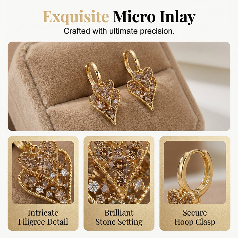 😍Elegant Sparkling Heart Hoop Earrings💕