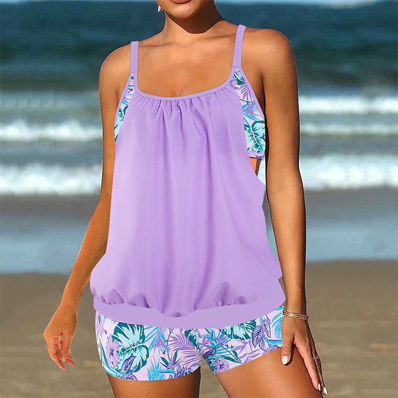 ✨ HALF-PRICE OFFER 👙 Women's Tankini with Blouson Top & Shorts 💥 Comfortable, Modern & Ideal for the Beach & Pool ☀️