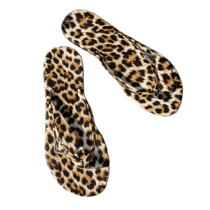 ⏳Limited-time 49% off⏰Leopard Print Flip-Flops with Heart Charm🐆🩴