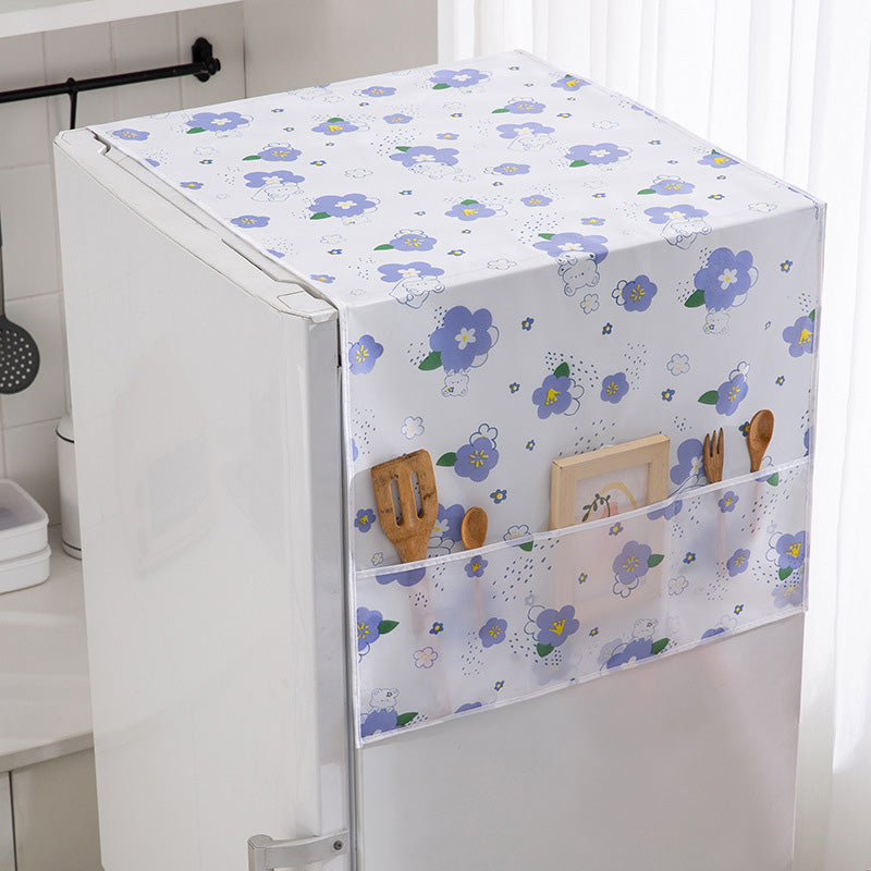📢📢48% OFF !! ⏰ Fridge Dust Cover with Pockets – Peek-a-Boo Protection for Your Refrigerator ✨