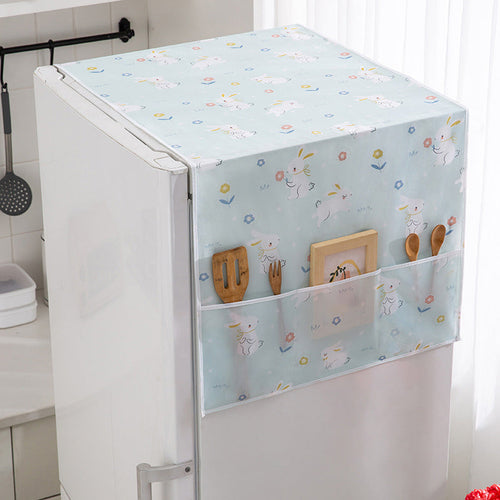 📢📢48% OFF !! ⏰ Fridge Dust Cover with Pockets – Peek-a-Boo Protection for Your Refrigerator ✨