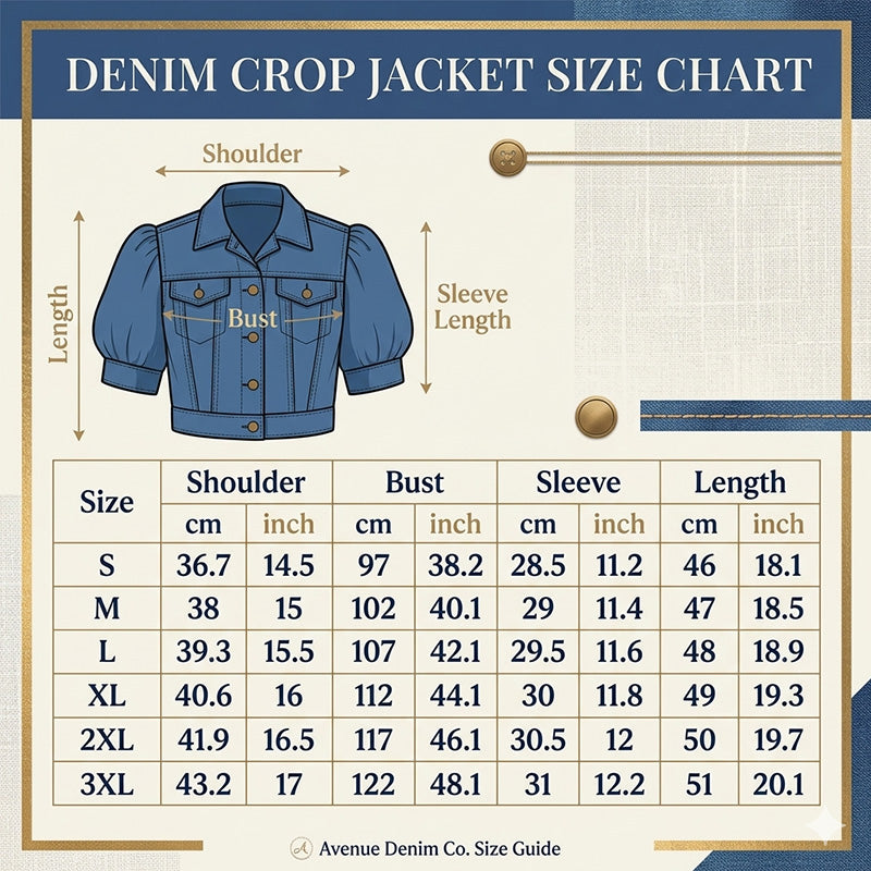 📢📢30% OFF !! ⏰Women's Puff Short Sleeve Cropped Denim Jacket