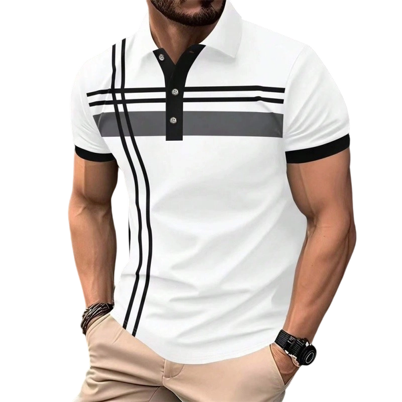 🎁New Arrival💥Men's Striped Short Sleeve Collared Top🌿