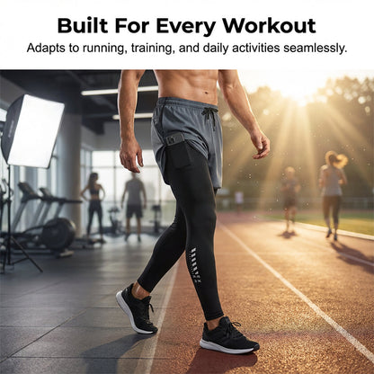 🏃‍♂️ LIMITED-TIME 40% OFF! ✨ Men's 2-in-1 Running Tights with Shorts – Compression, Quick-Dry ✨
