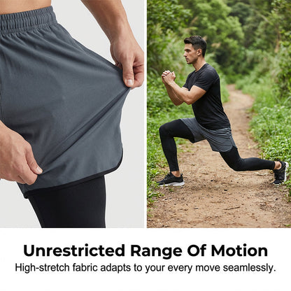 🏃‍♂️ LIMITED-TIME 40% OFF! ✨ Men's 2-in-1 Running Tights with Shorts – Compression, Quick-Dry ✨
