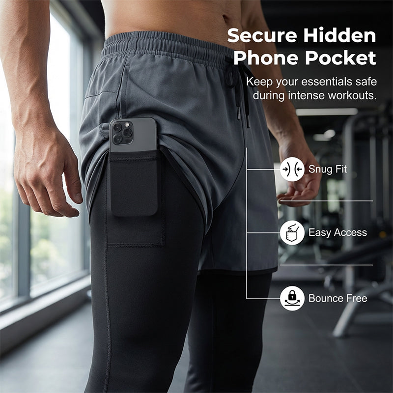 🏃‍♂️ LIMITED-TIME 40% OFF! ✨ Men's 2-in-1 Running Tights with Shorts – Compression, Quick-Dry ✨
