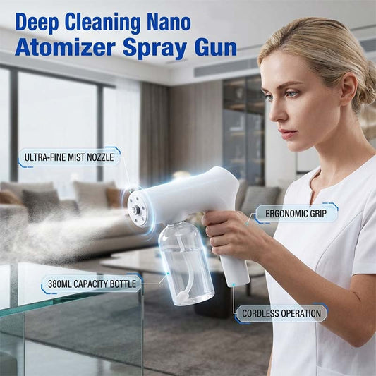 🚫 Cordless Nano Atomizer – Touchless Disinfecting, Blue Light – For Home, Office & Car 🏠