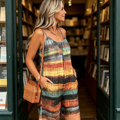📢📢40% OFF !! ⏰Women's Striped Spaghetti Strap Romper with Pockets