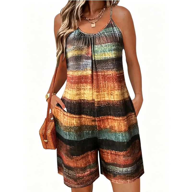 📢📢40% OFF !! ⏰Women's Striped Spaghetti Strap Romper with Pockets