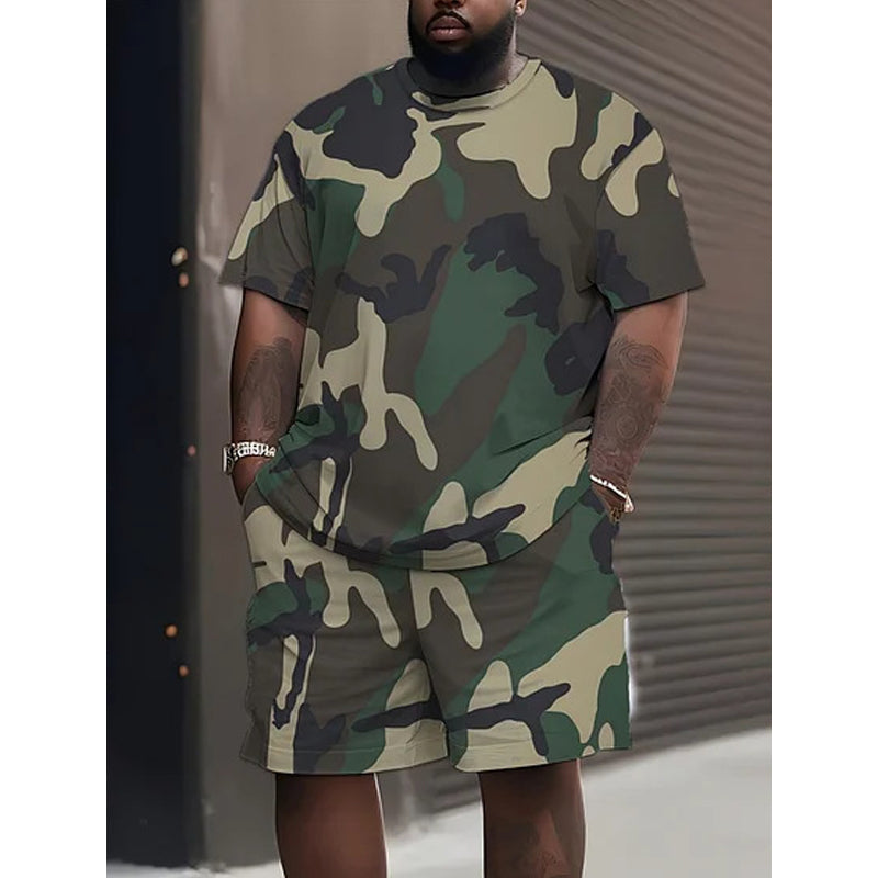 💥Men's Camouflage Print T-Shirt & Shorts Set
