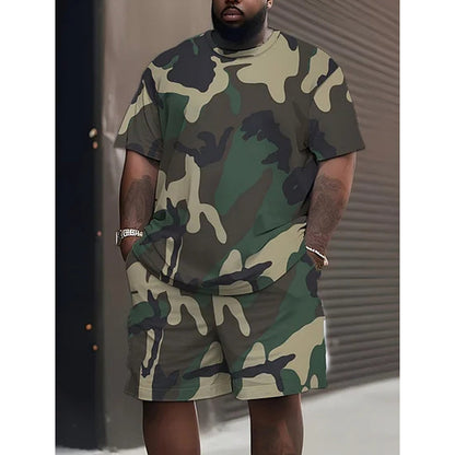 💥Men's Camouflage Print T-Shirt & Shorts Set